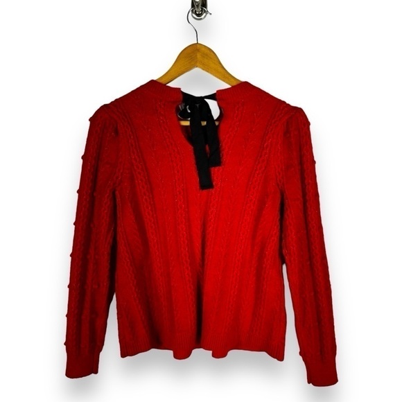 4 for $40 SALE! LOFT Bobble Cable Knit Tie Back Sweater, Crimson Red, Size XS - Picture 10 of 10